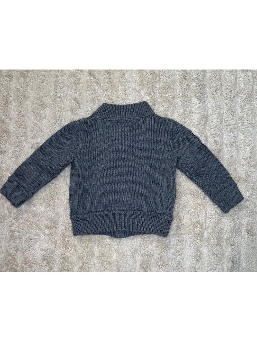 Ralph Lauren Big Pony grey full zip knit cardigan sweater 12M preppy old money - Picture 8 of 8